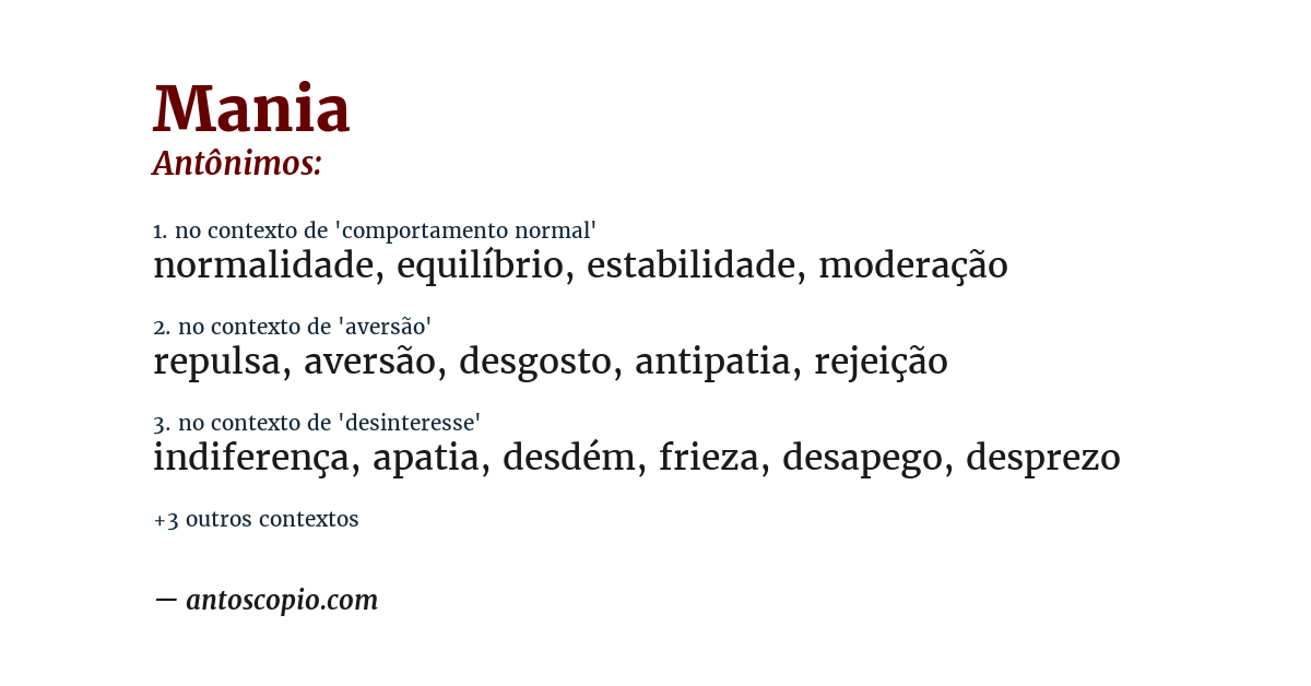 Antônimo de mania