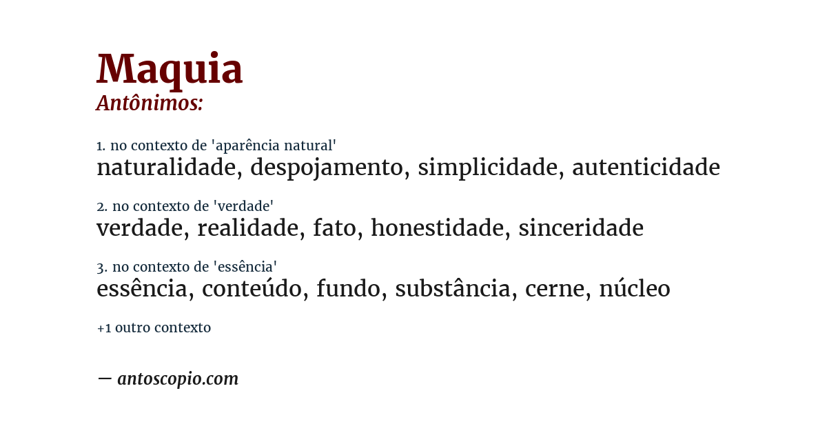 Antônimo de maquia