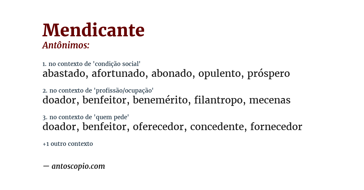 Antônimo de mendicante
