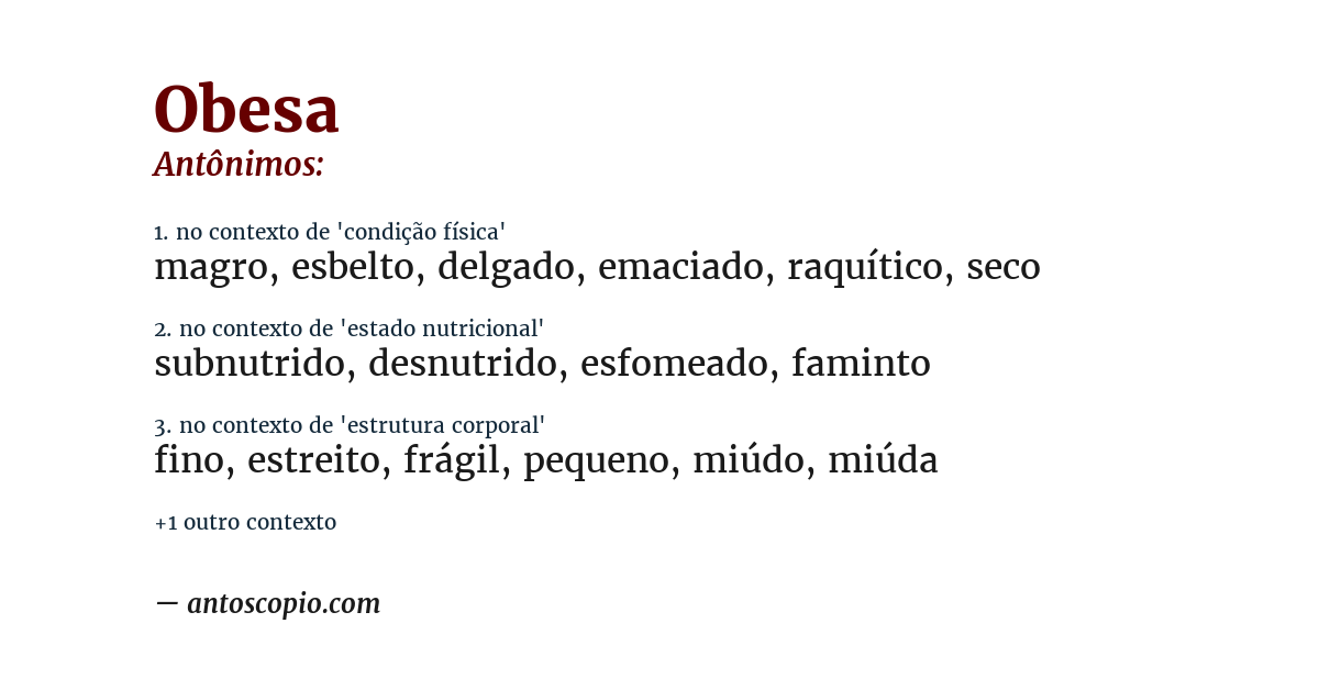 Antônimo de obesa