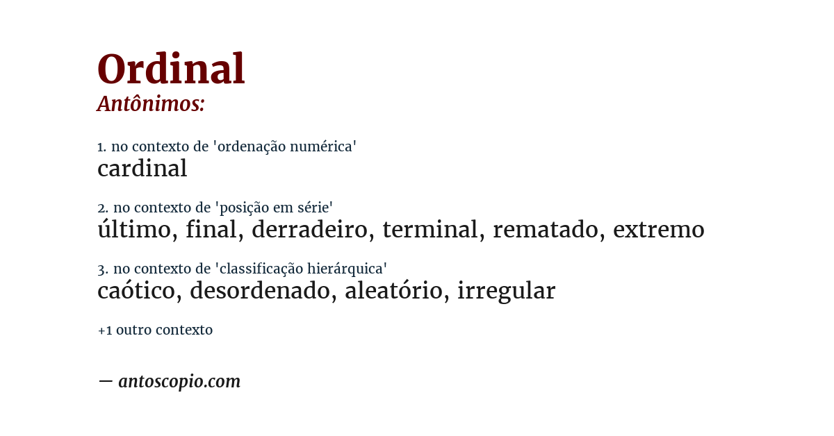 Antônimo de ordinal