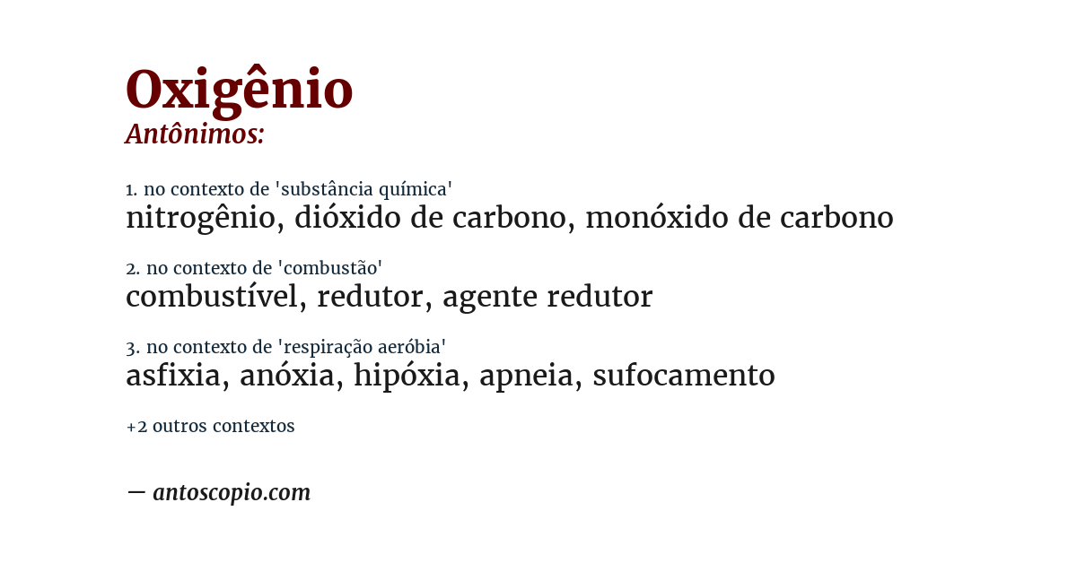 Antônimo de oxigênio