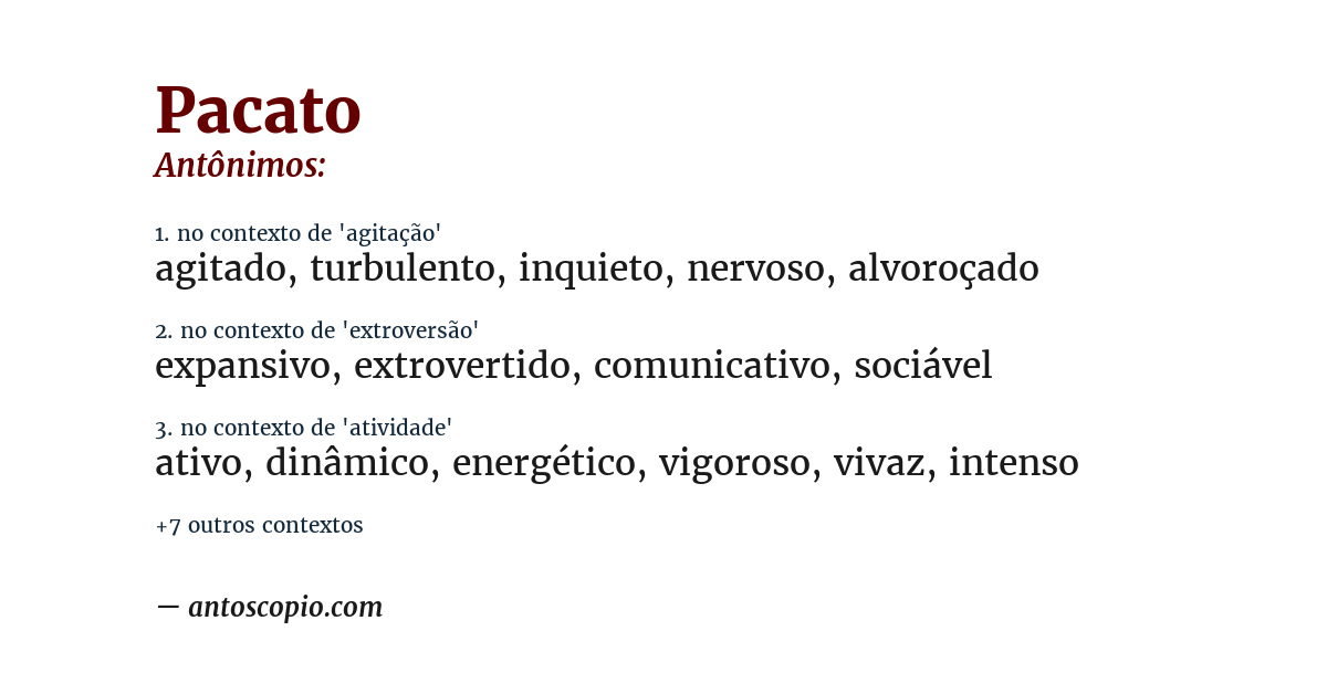 Antônimo de pacato