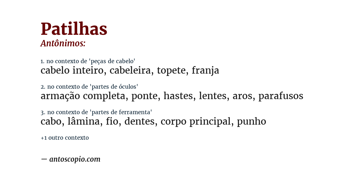 Antônimo de patilhas