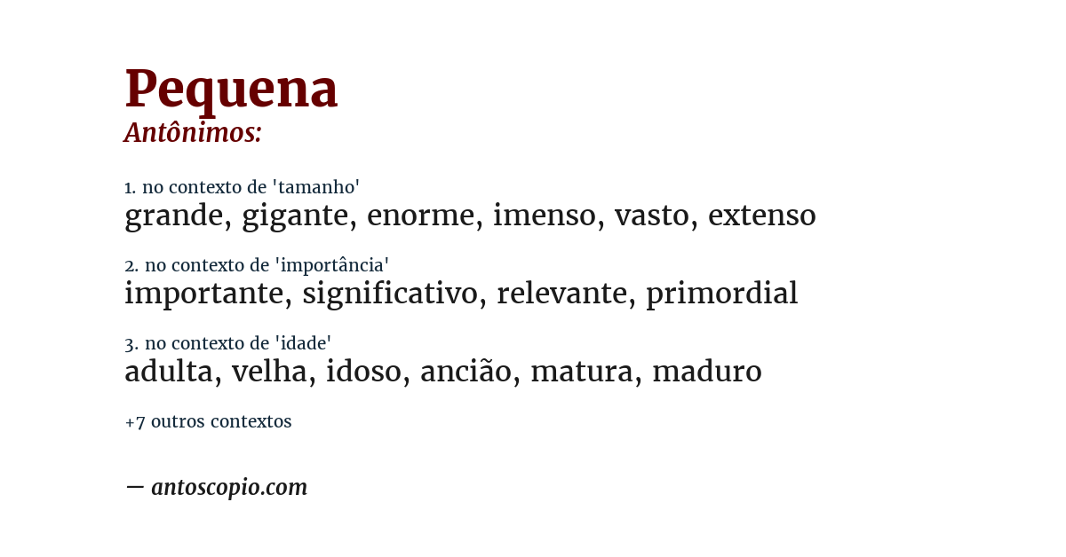Antônimo de pequena