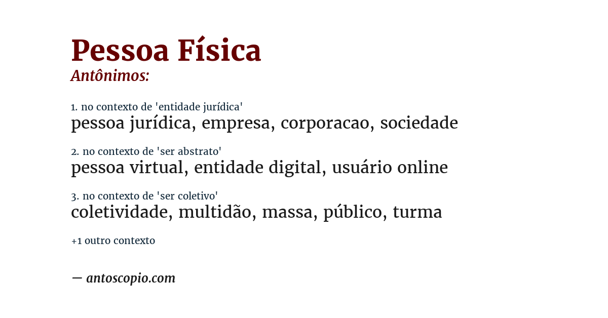 Antônimo de pessoa física