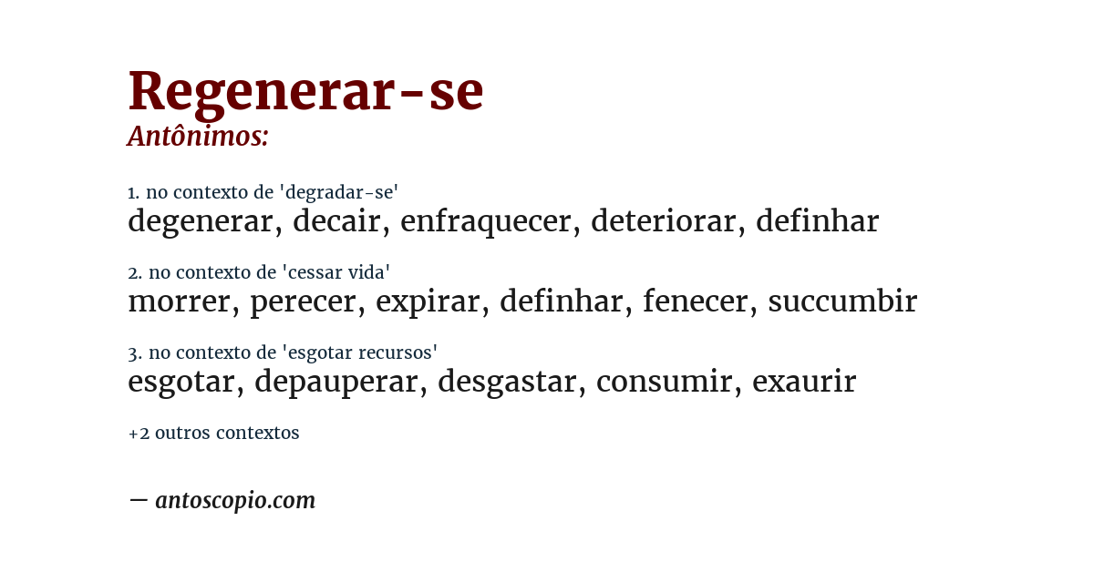 Antônimo de regenerar-se