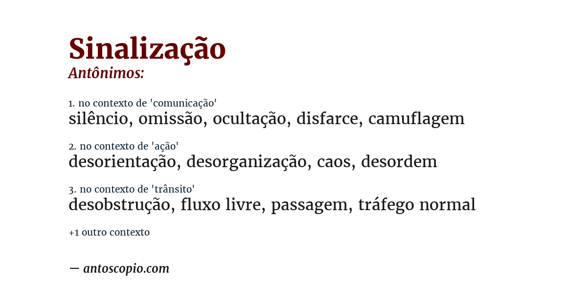 Antônimo de sinalização