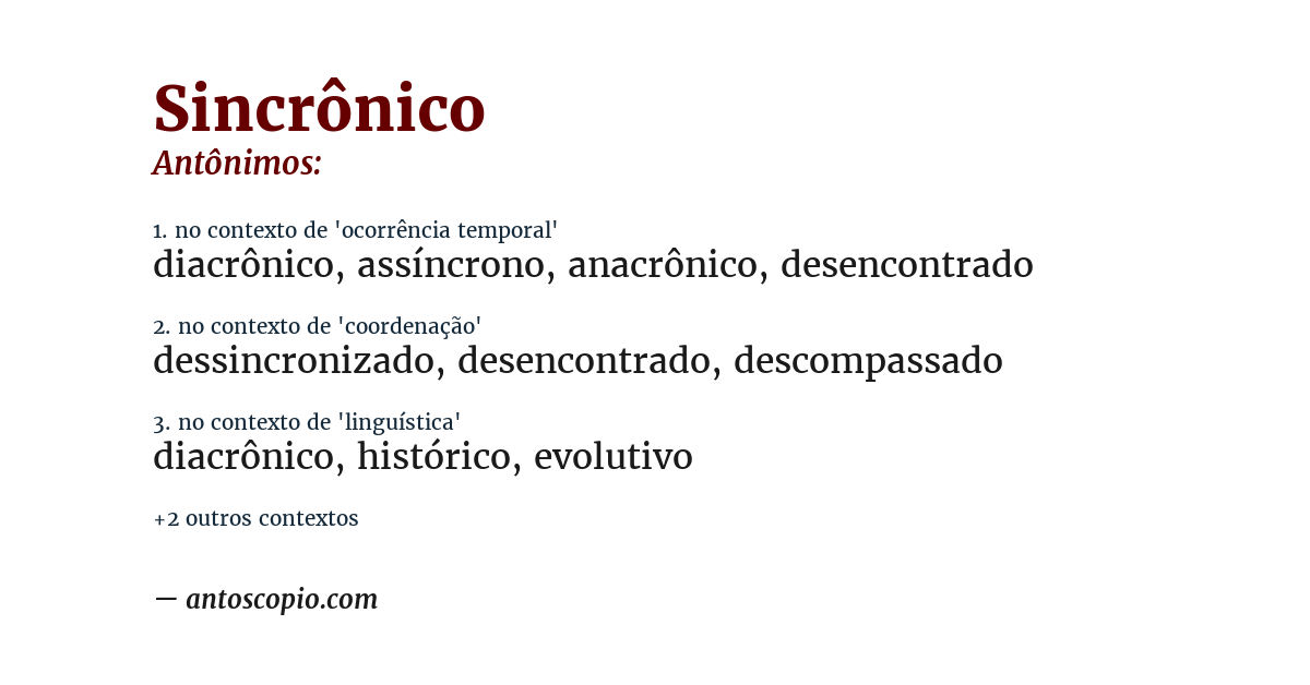 Antônimo de sincrônico