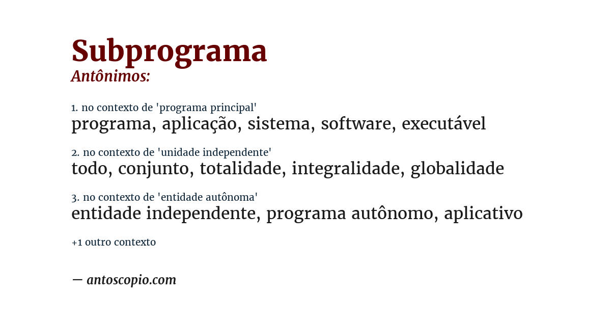 Antônimo de subprograma