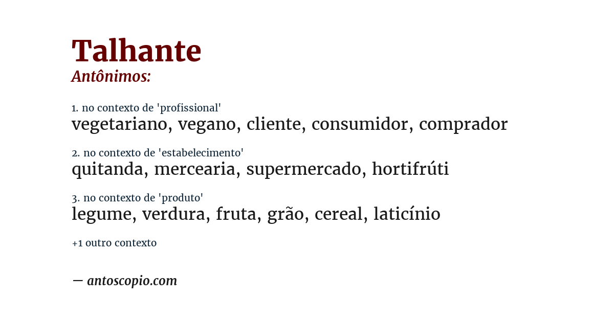 Antônimo de talhante