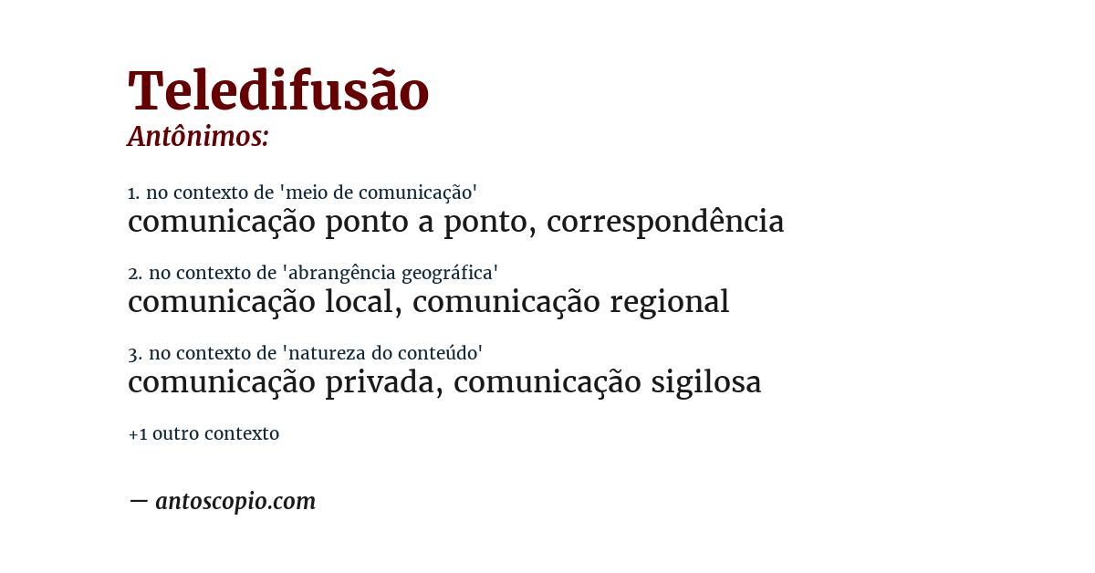 Antônimo de teledifusão