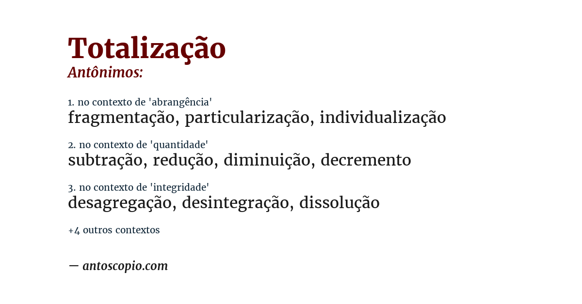 Antônimo de totalização