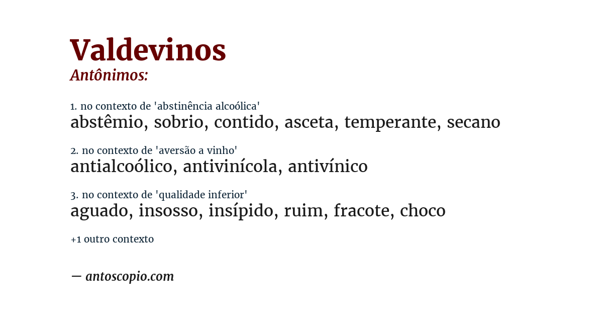 Antônimo de valdevinos