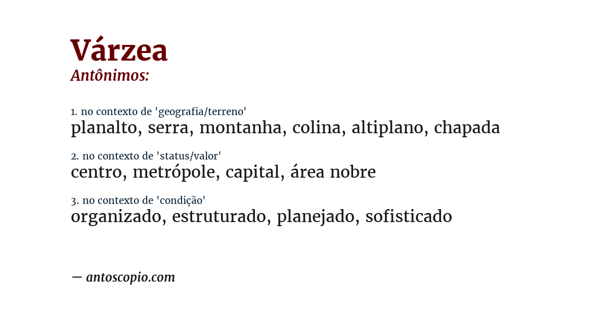 Antônimo de várzea