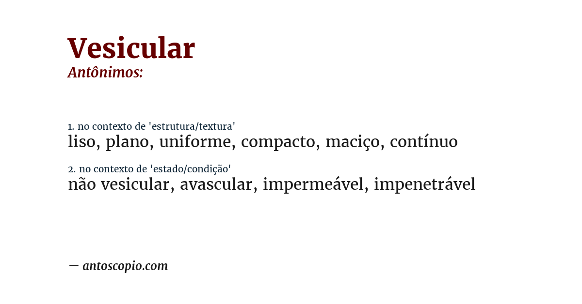Antônimo de vesicular