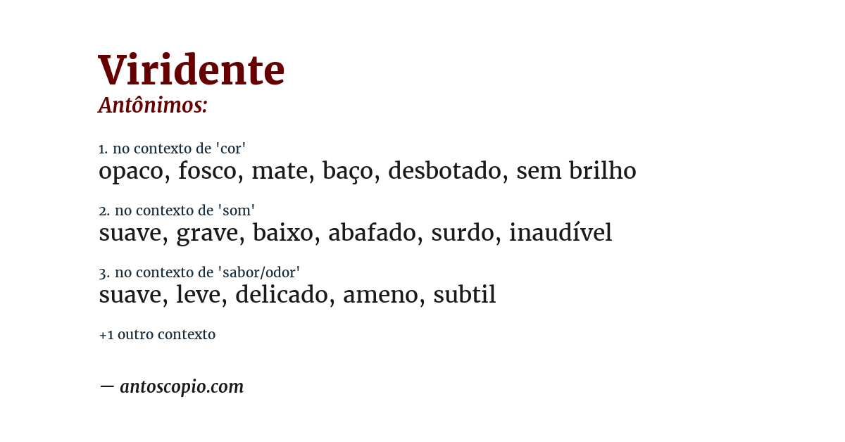 Antônimo de viridente