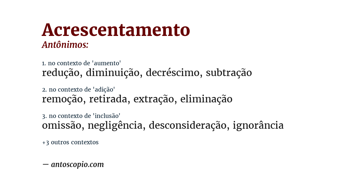 Antônimo de acrescentamento