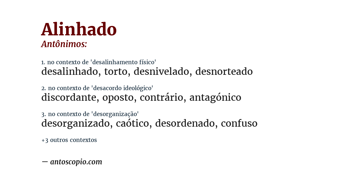 Antônimo de alinhado