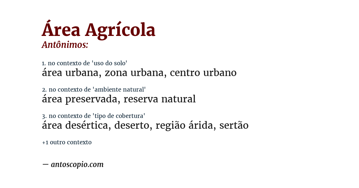Antônimo de área agrícola