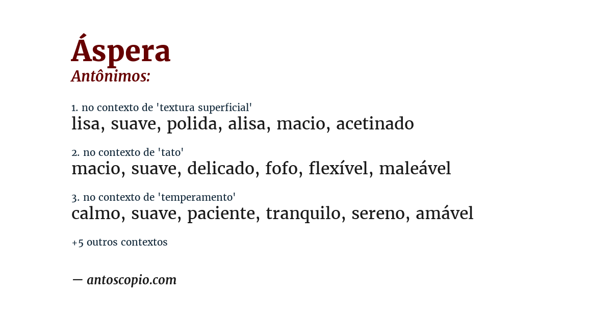 Antônimo de áspera