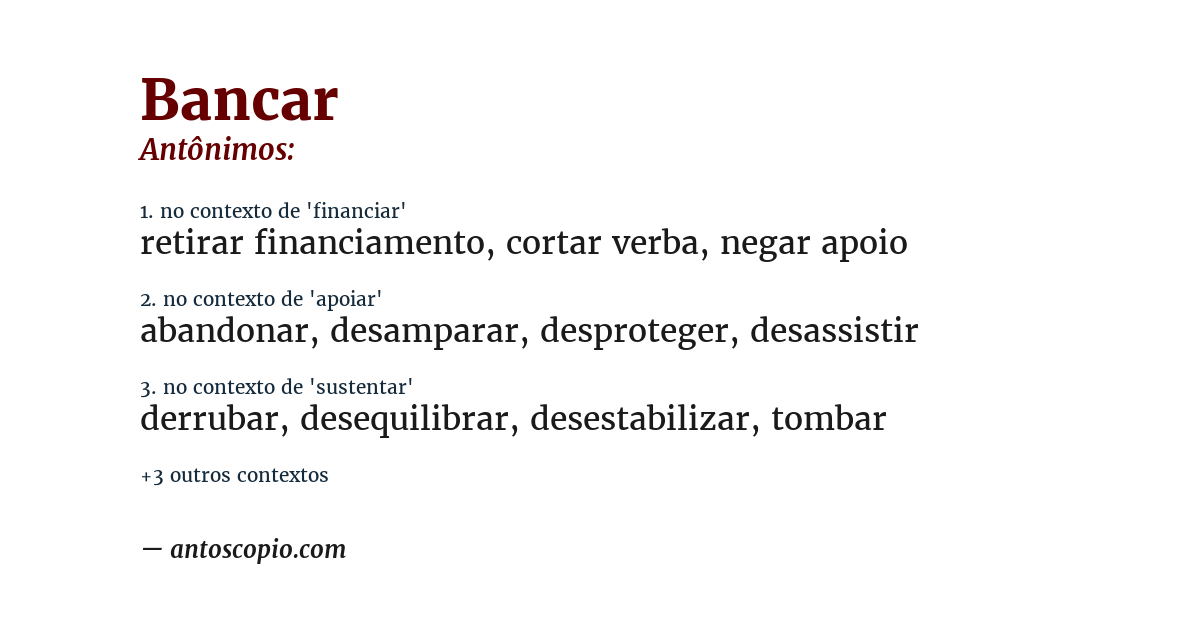 Antônimo de bancar