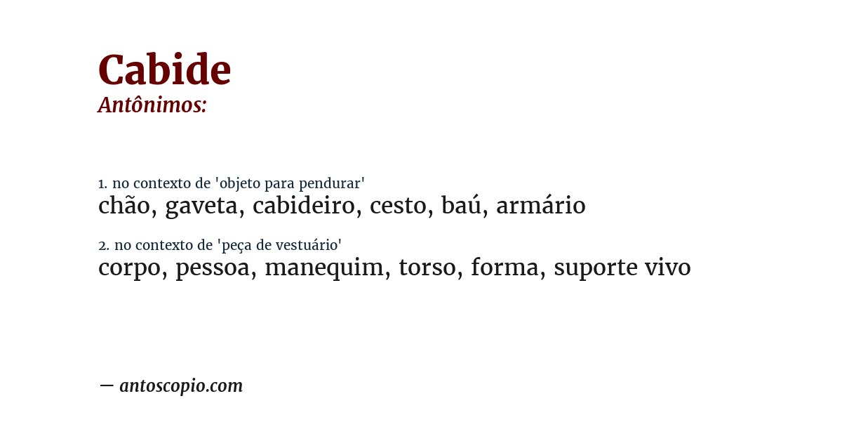 Antônimo de cabide