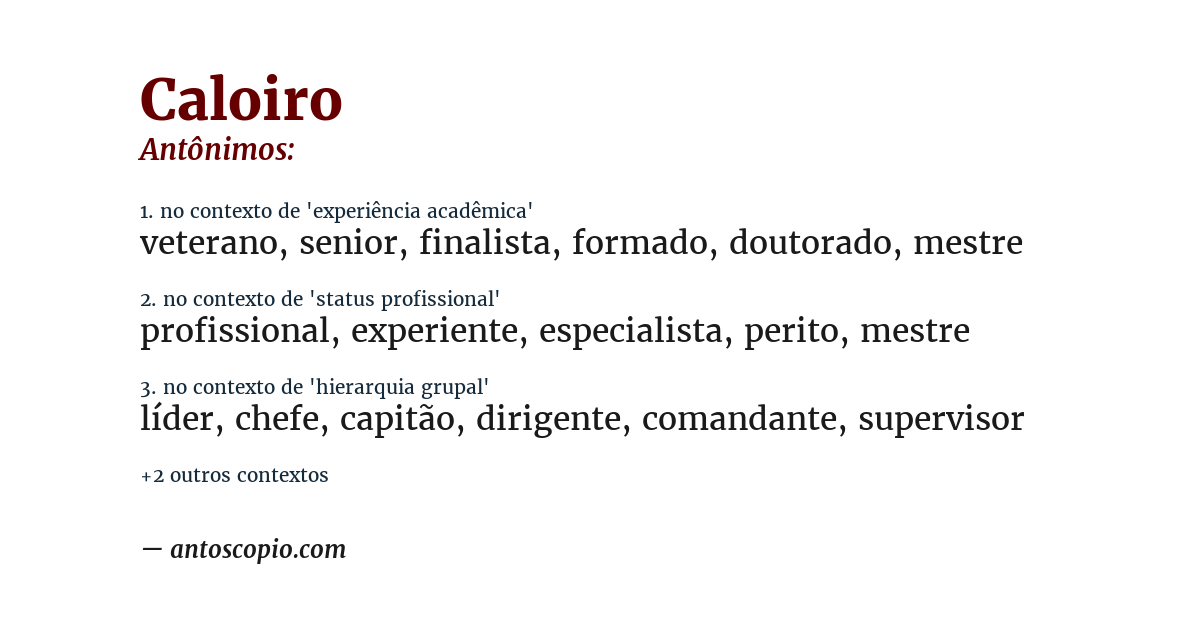 Antônimo de caloiro