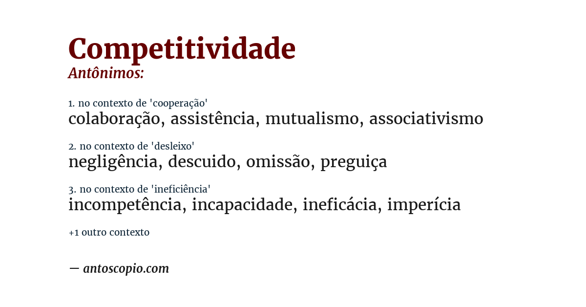 Antônimo de competitividade