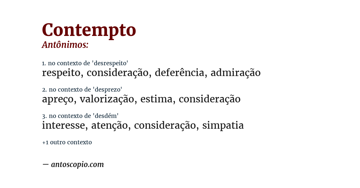 Antônimo de contempto