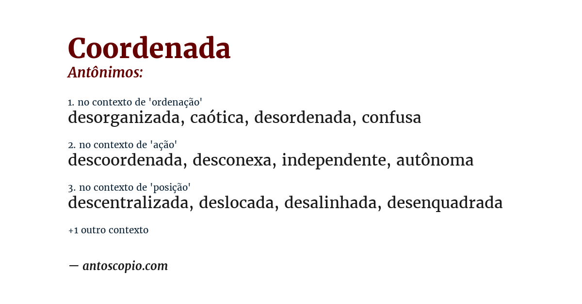 Antônimo de coordenada