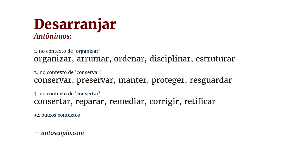 Antônimo de desarranjar