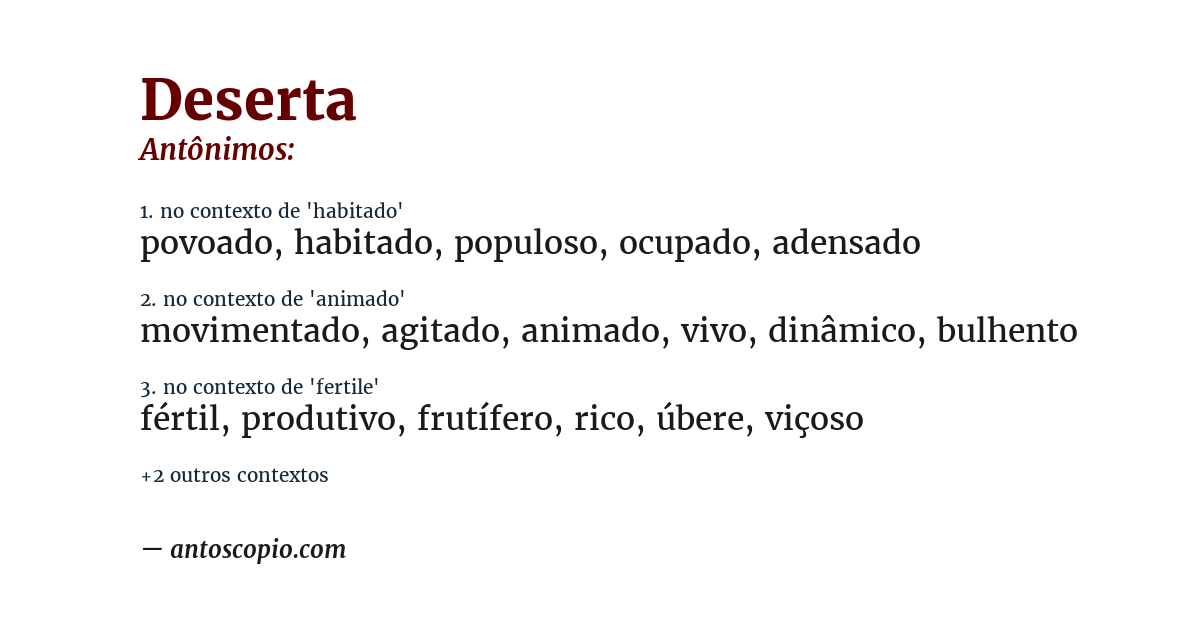 Antônimo de deserta