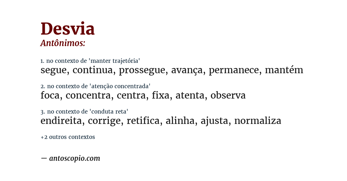 Antônimo de desvia