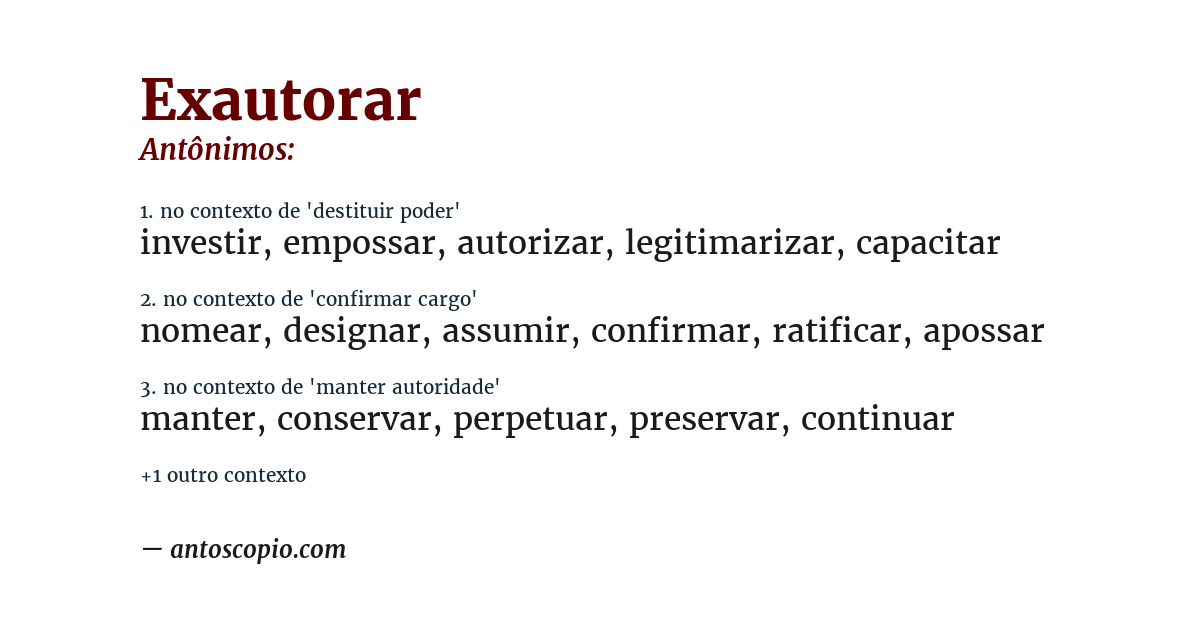 Antônimo de exautorar