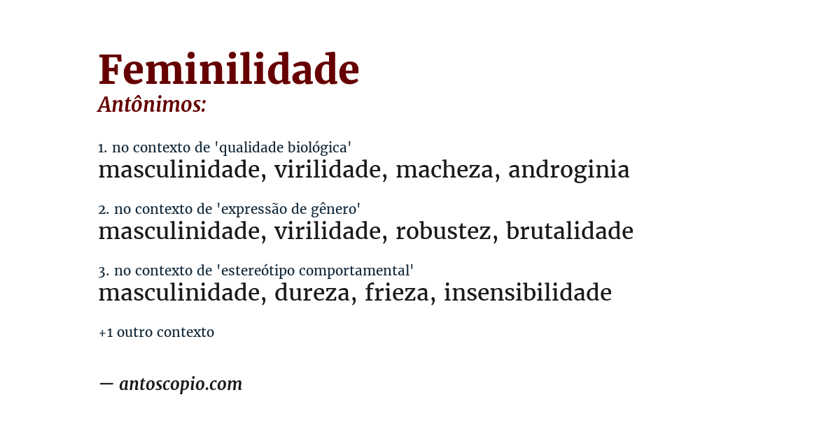 Antônimo de feminilidade
