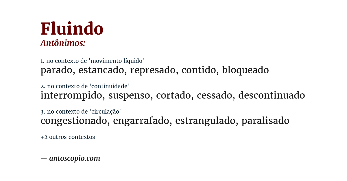 Antônimo de fluindo