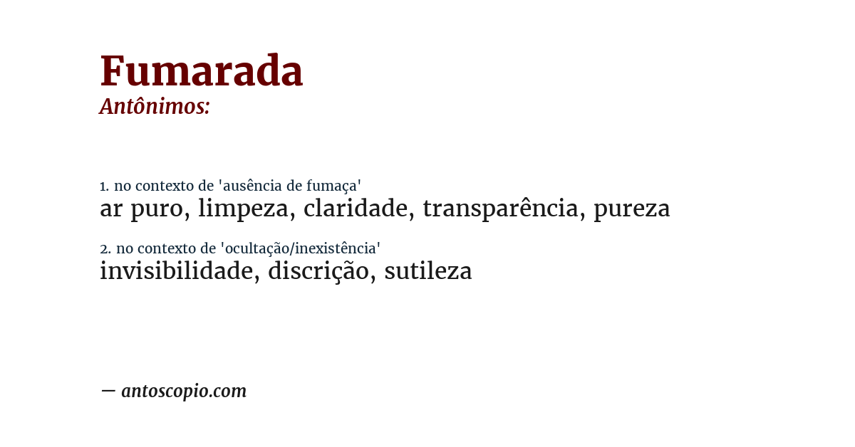 Antônimo de fumarada
