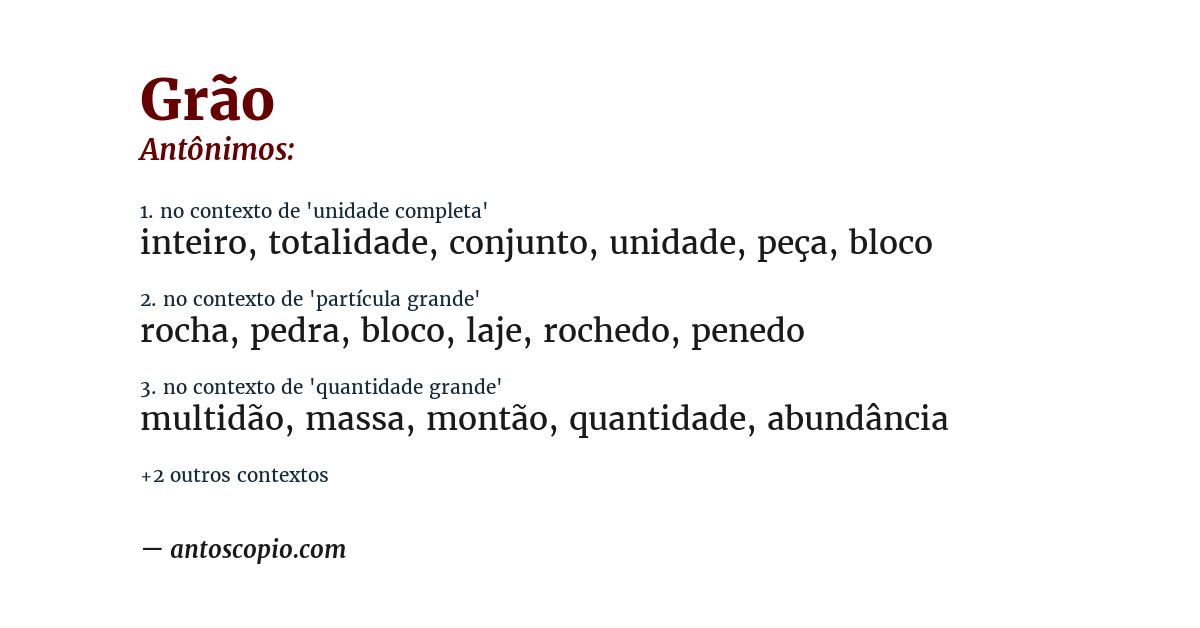 Antônimo de grão