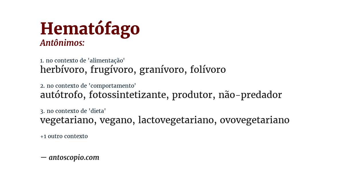 Antônimo de hematófago