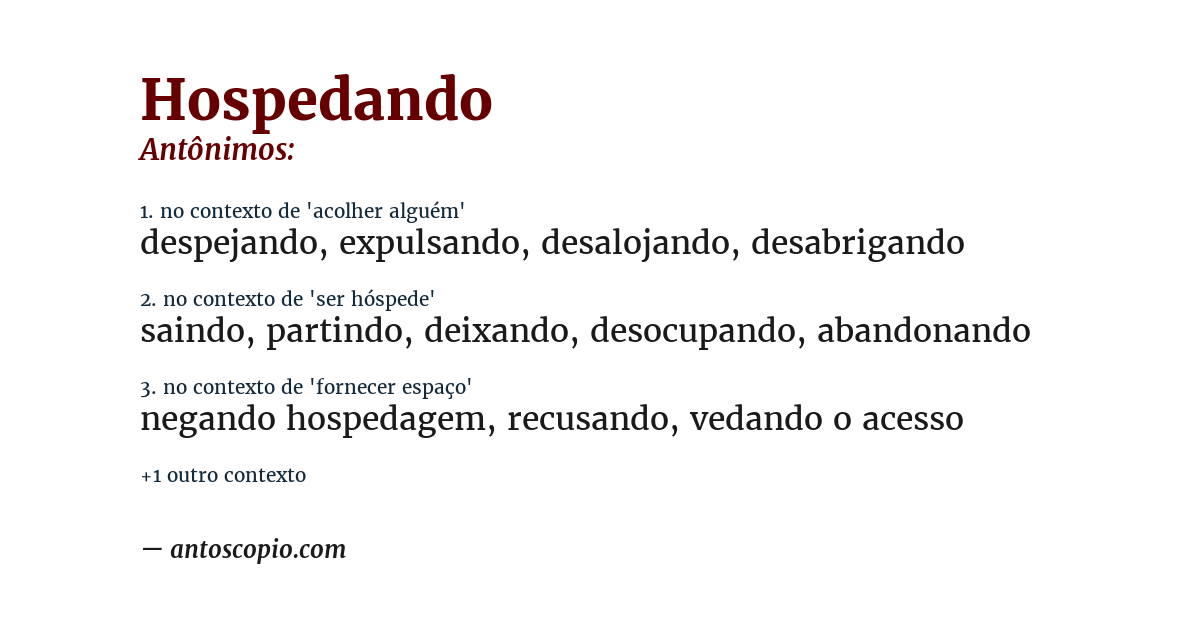 Antônimo de hospedando