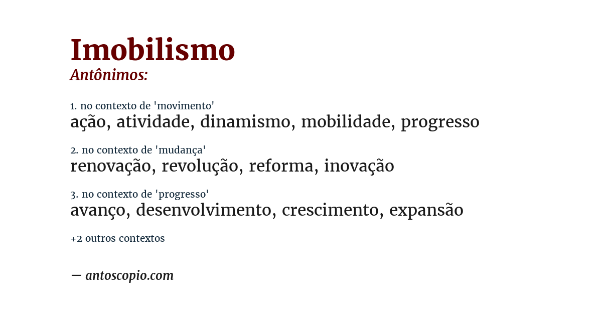 Antônimo de imobilismo