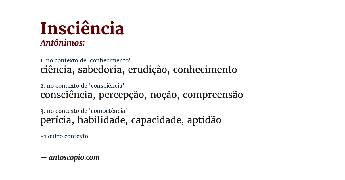 Antônimo de insciência