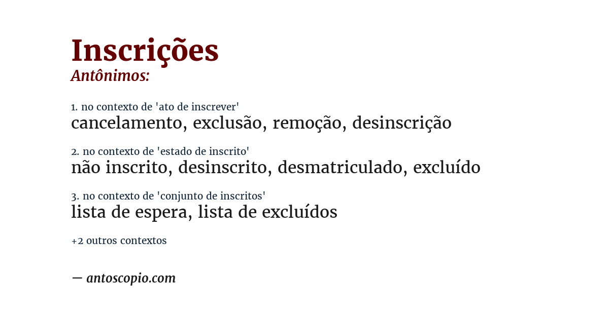 Antônimo de inscrições