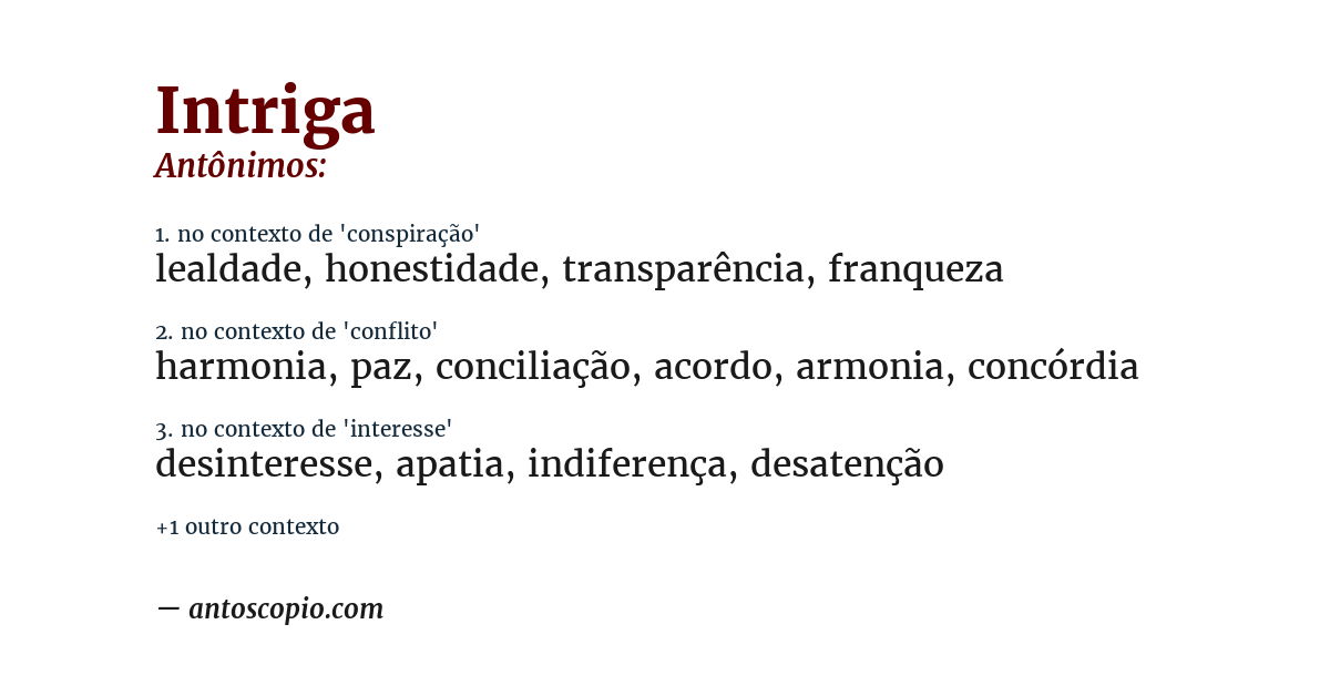 Antônimo de intriga
