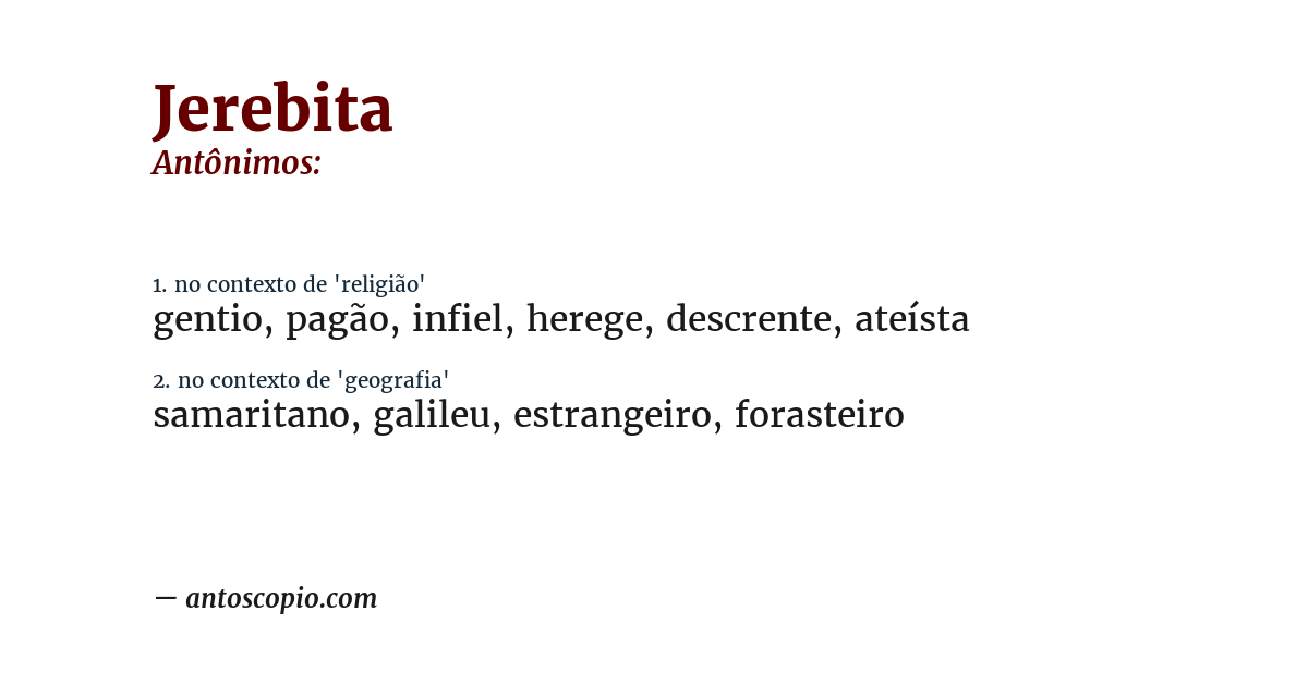 Antônimo de jerebita