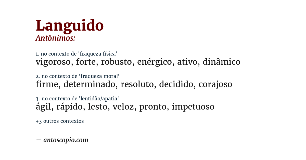 Antônimo de languido