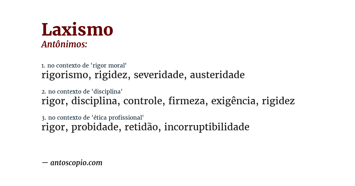 Antônimo de laxismo