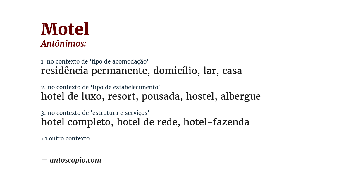 Antônimo de motel