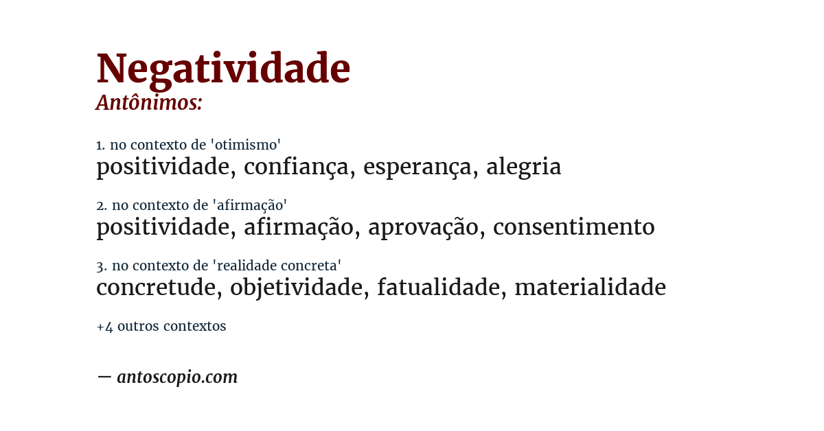 Antônimo de negatividade